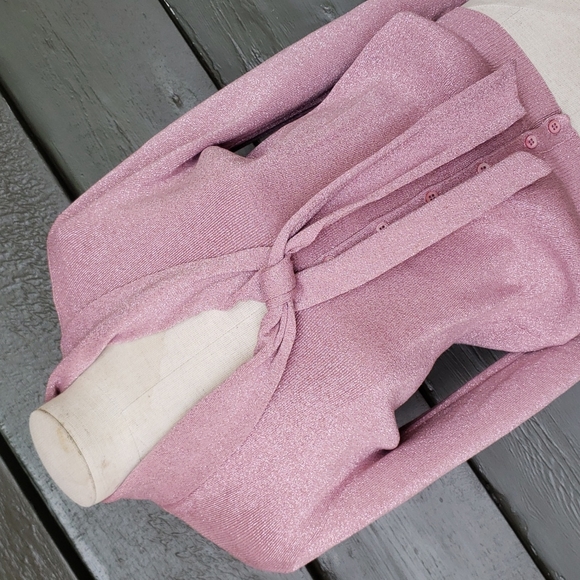 Vintage Sweaters - Vintage 90s Joseph A. Pink Metallic Shimmer Sweater Top sz L Women's